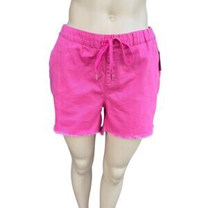 YMI 2X Pink Denim High Waisted Shorts Frayed Hem NWT